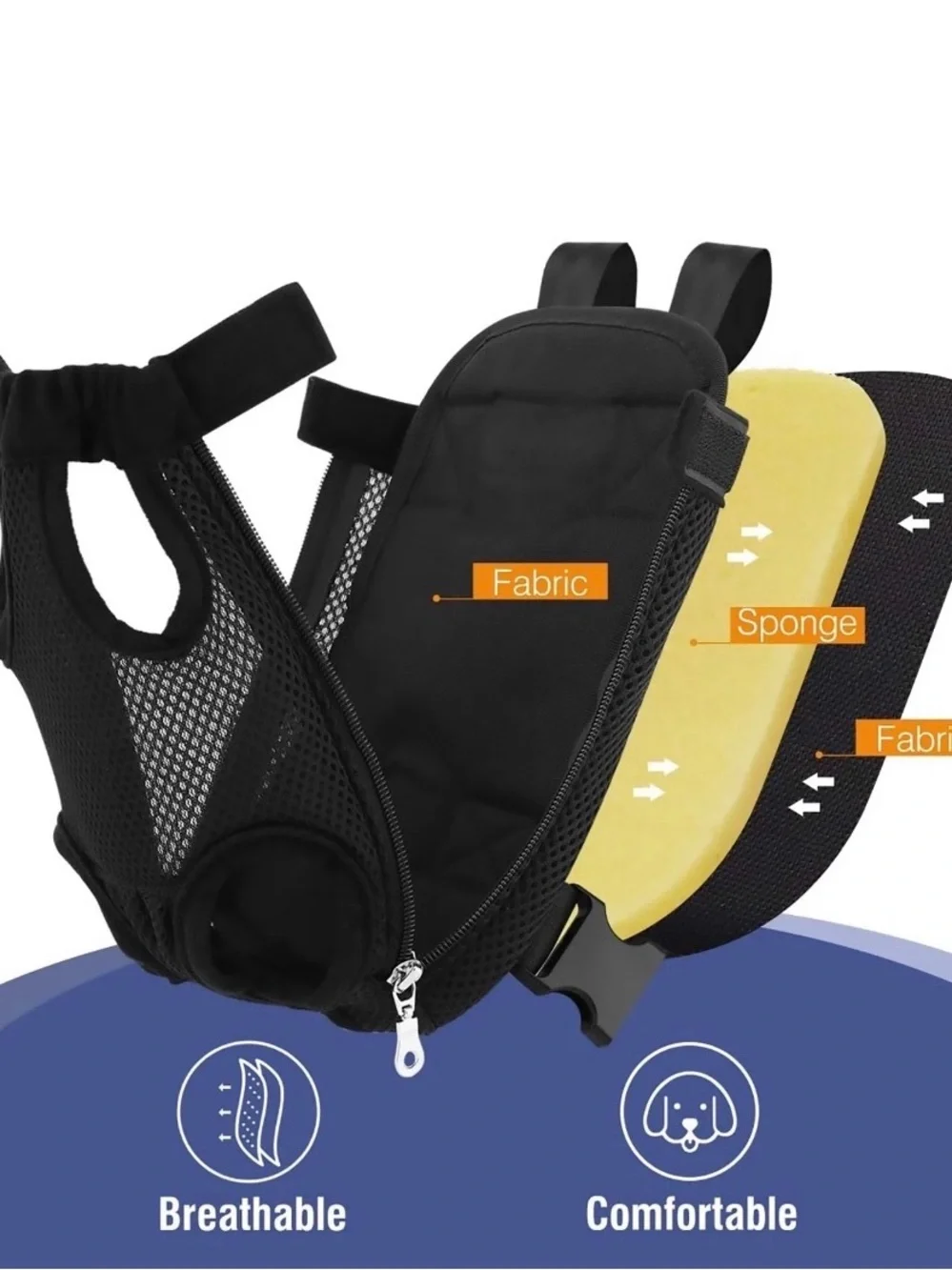 Pet Front Carrier Backpack for Small Dogs and Cats - Black
